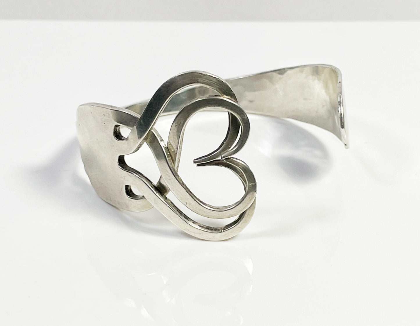 Silver Heart Fork Bangle