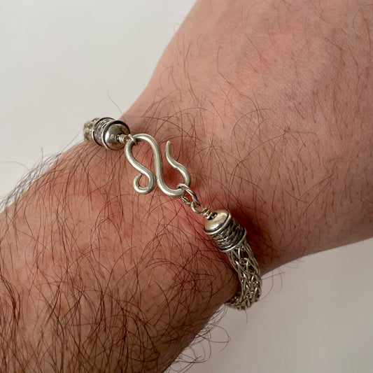 Sterling Silver Viking Knit Bracelet with S-Hook Clasp