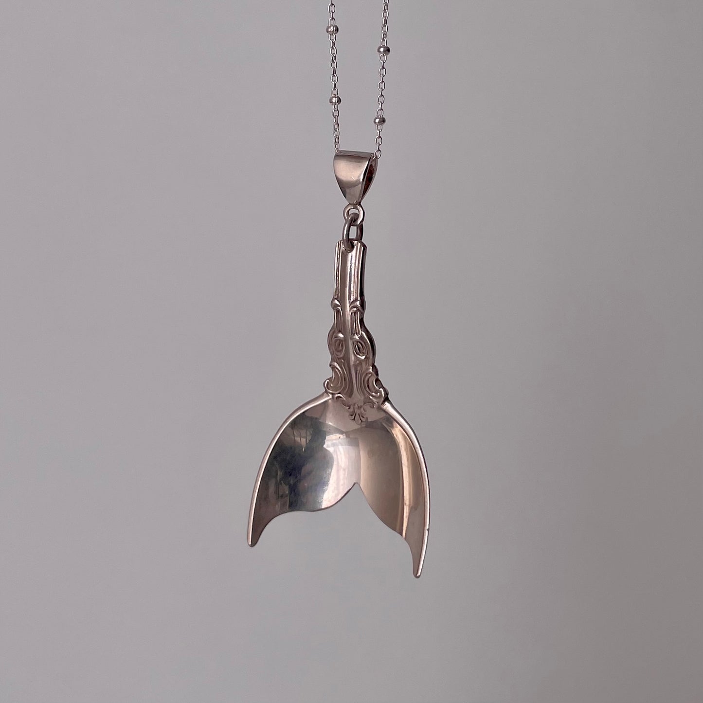 Mermaids Tail Silver Spoon Necklace
