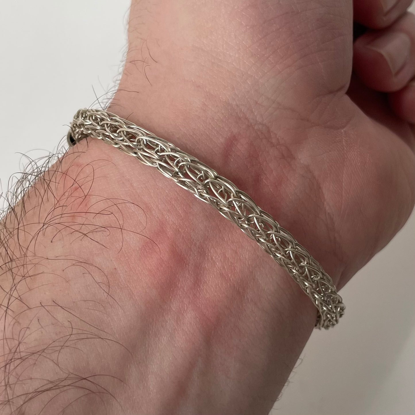 Sterling Silver Viking Knit Bracelet with S-Hook Clasp