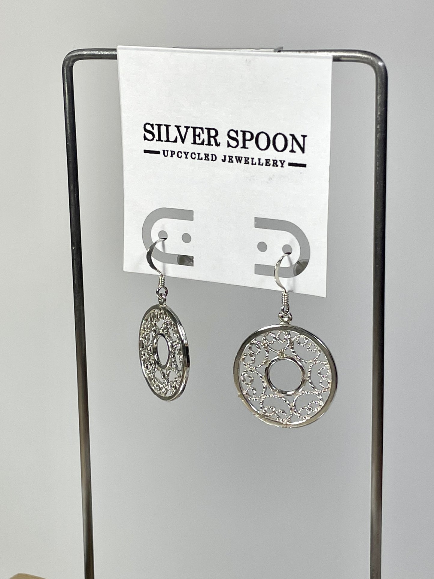Circular Filigree Silver Earrings