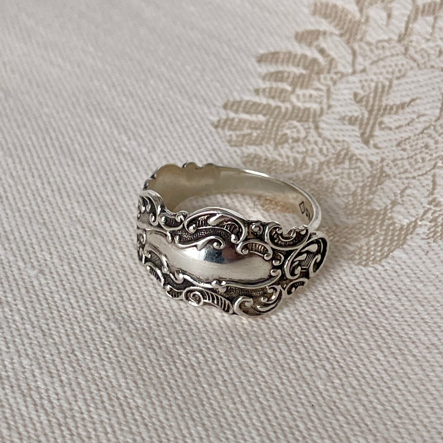 Art Nouveau Silver Spoon Band Ring