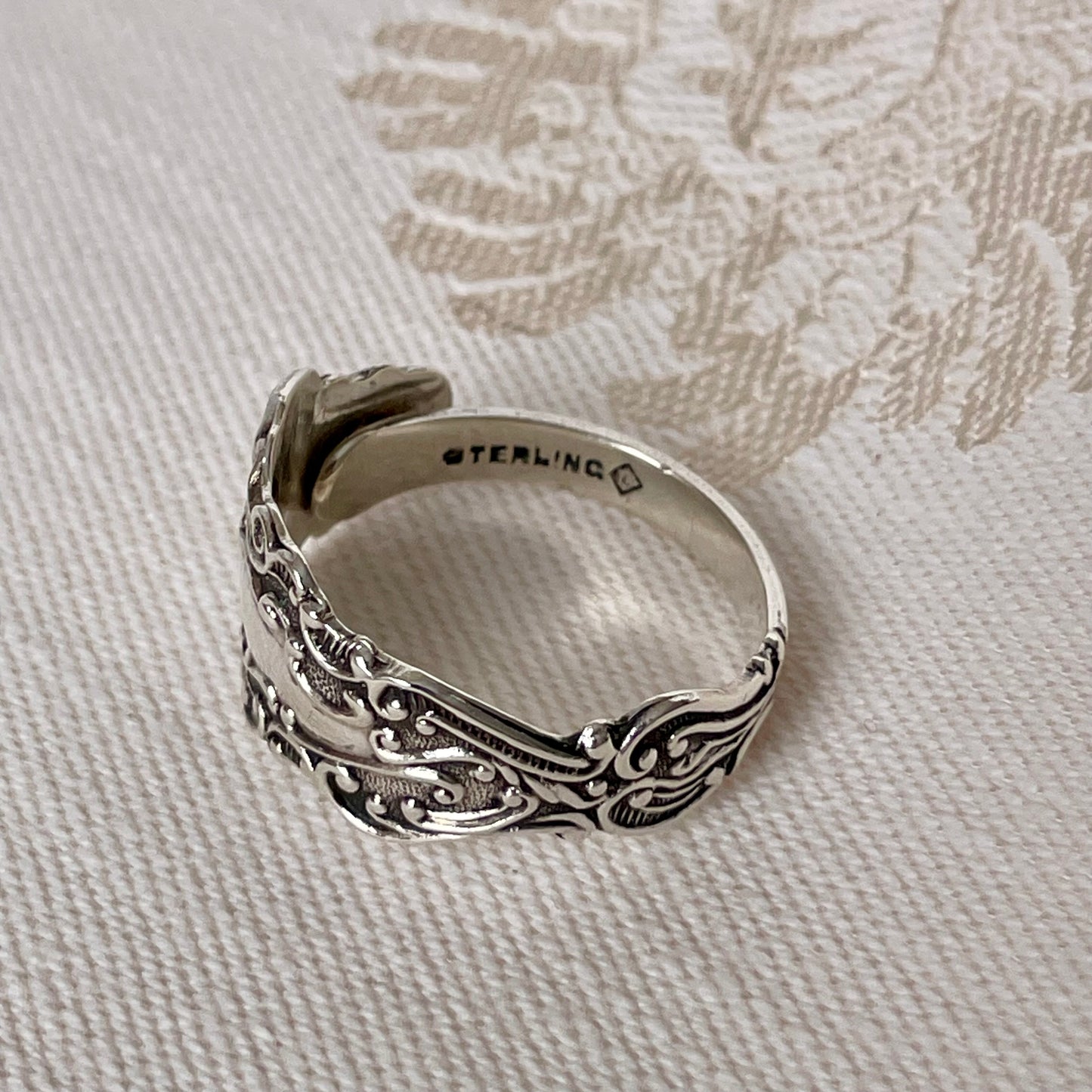 Art Nouveau Silver Spoon Band Ring