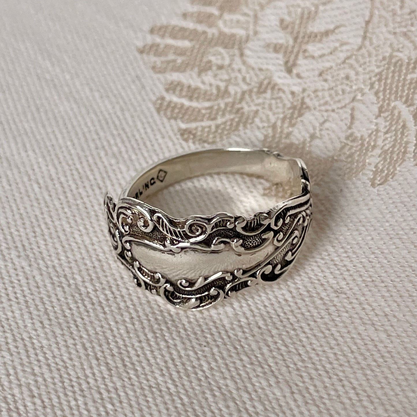 Art Nouveau Silver Spoon Band Ring