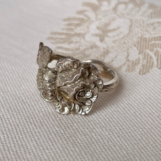 Large Rose Sterling Silver Spoon Ring