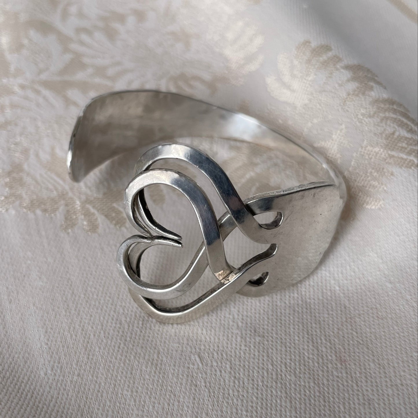 Silver Heart Fork Bangle