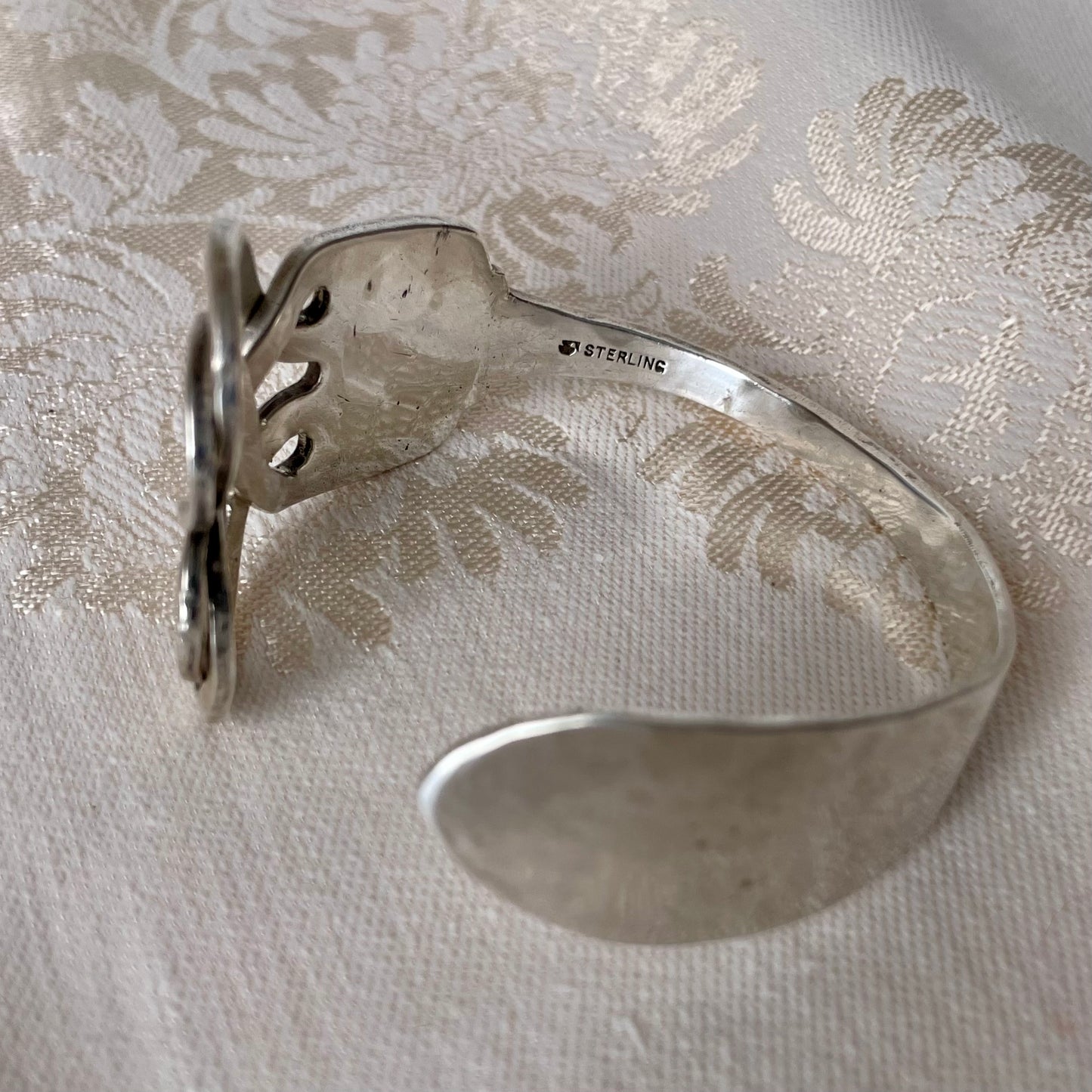 Silver Heart Fork Bangle
