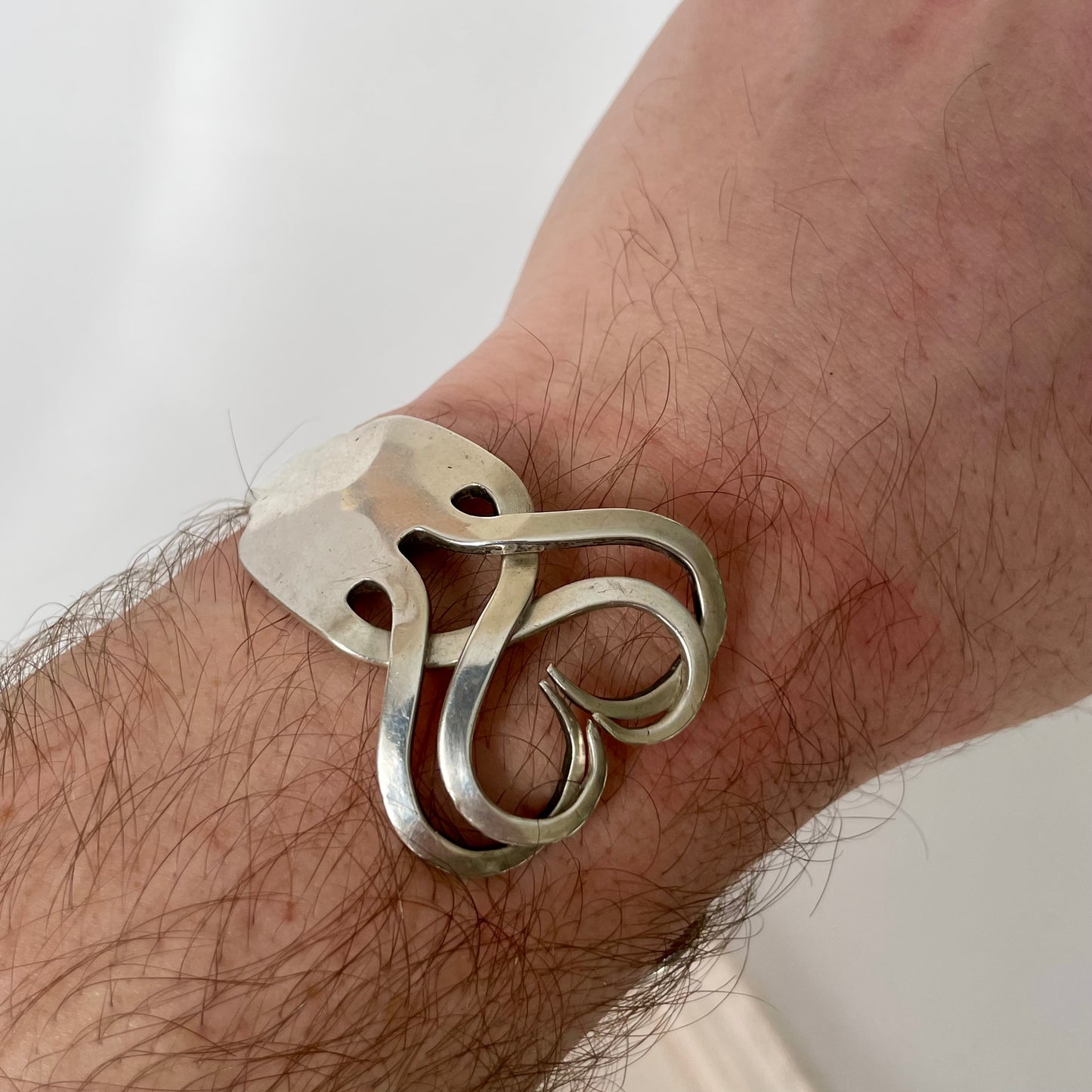 Silver Heart Fork Bangle