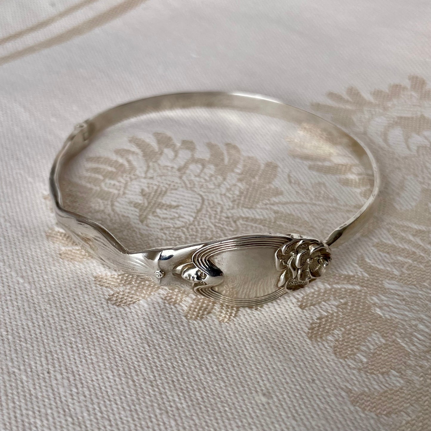 Art Nouveau Maiden Sterling Silver Spoon Handle Bracelet