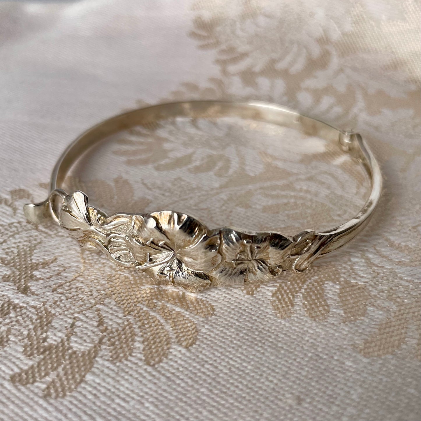 Floral Silver Spoon Handle Bracelet