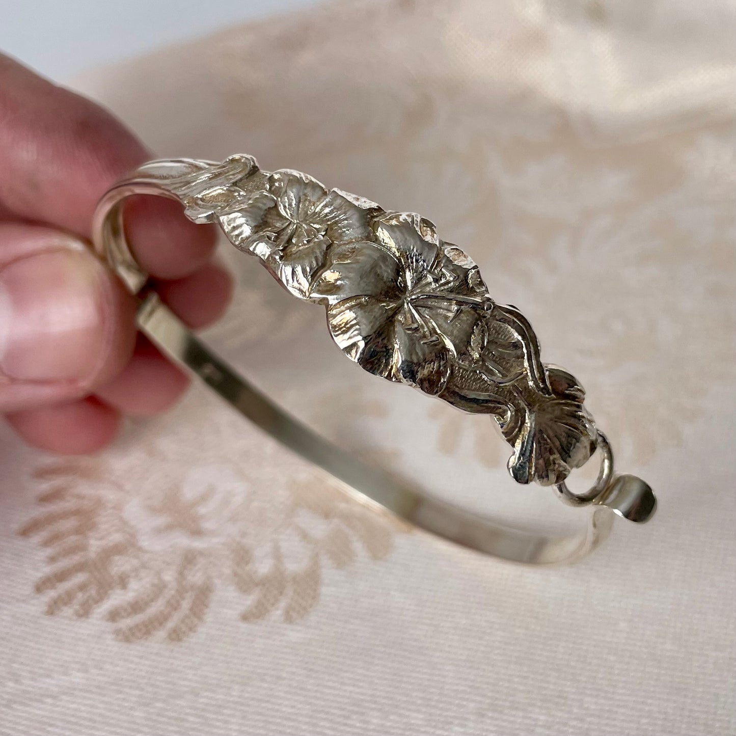 Floral Silver Spoon Handle Bracelet