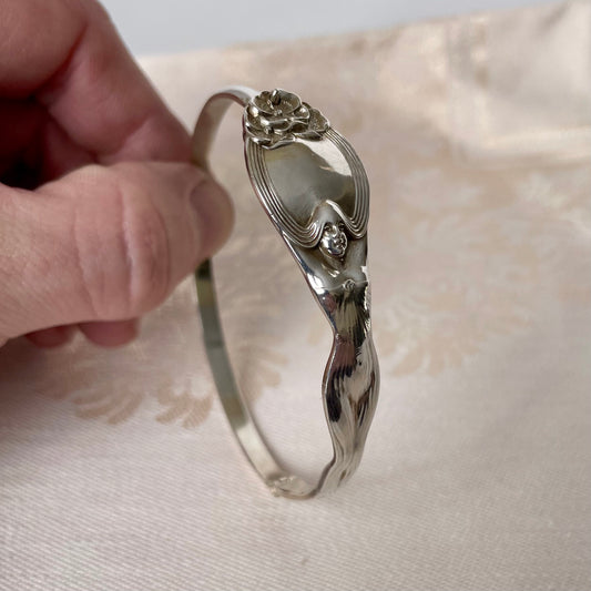 Art Nouveau Maiden Sterling Silver Spoon Handle Bracelet