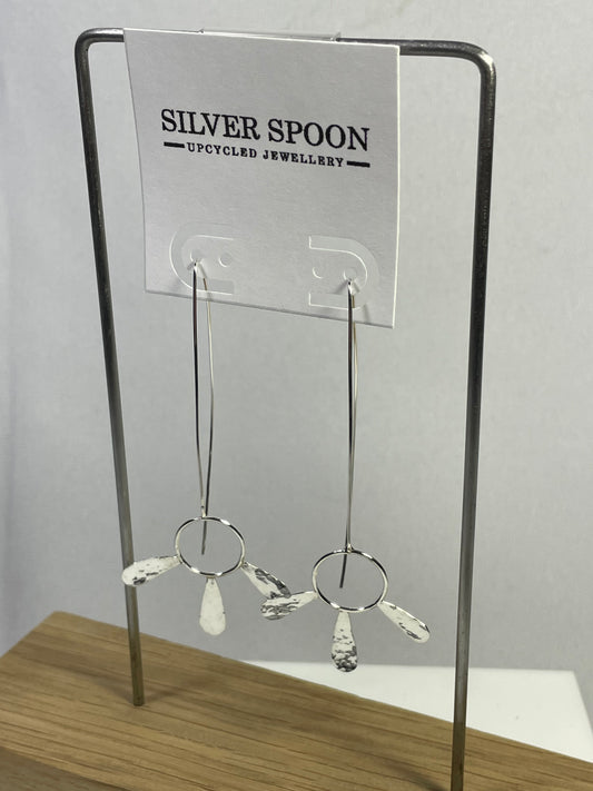Silver Flowers Hook Earings