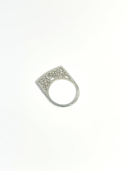 Silver Filigree Modernist Ring